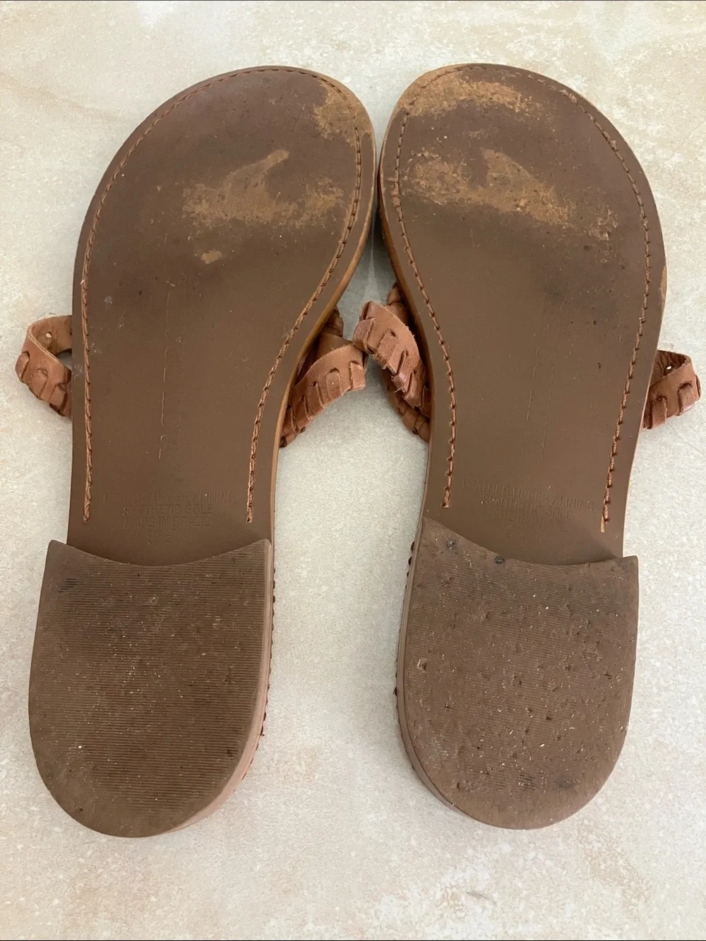 Jack Rogers Style Women's Brown Leather Thong Sandals